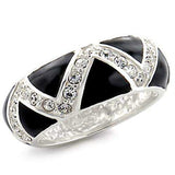Alamode High-Polished 925 Sterling Silver Ring with Top Grade Crystal in Clear - Alamode - Flyclothing LLC