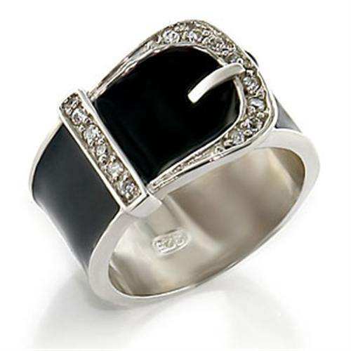 Alamode High-Polished 925 Sterling Silver Ring with Top Grade Crystal in Clear - Alamode - Flyclothing LLC