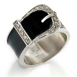 Alamode High-Polished 925 Sterling Silver Ring with Top Grade Crystal in Clear - Alamode - Flyclothing LLC