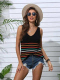 Striped V-Neck Knit Tank - Trendsi - Flyclothing LLC