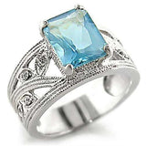 Alamode High-Polished 925 Sterling Silver Ring with Synthetic Spinel in Sea Blue - Alamode - Flyclothing LLC