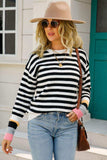 Warm Spice Striped Round Neck Sweater - Trendsi - Flyclothing LLC