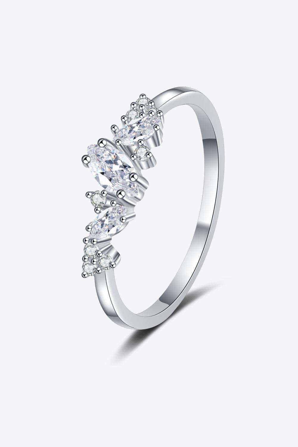 Moissanite Rhodium-Plated Ring - Trendsi - Flyclothing LLC