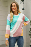 Color Block Round Neck Long Sleeve Sweater - Trendsi - Flyclothing LLC