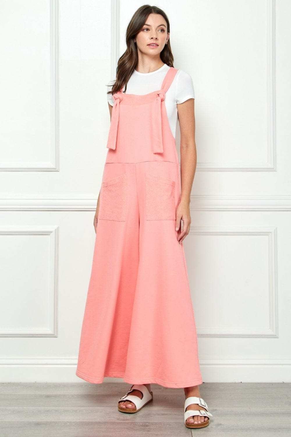 Veveret Wide Strap French Terry Overalls - Trendsi - Flyclothing LLC