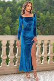 Tie Back Long Sleeve Slit Dress - Trendsi - Flyclothing LLC