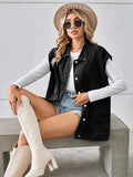 Pocketed Button Up Sleeveless Denim Jacket - Trendsi - Flyclothing LLC