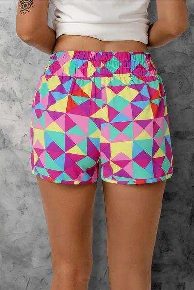 Color Block Elastic Waist Shorts - Trendsi - Flyclothing LLC