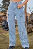 Loose Fit Long Jeans with Pockets - Trendsi - Flyclothing LLC