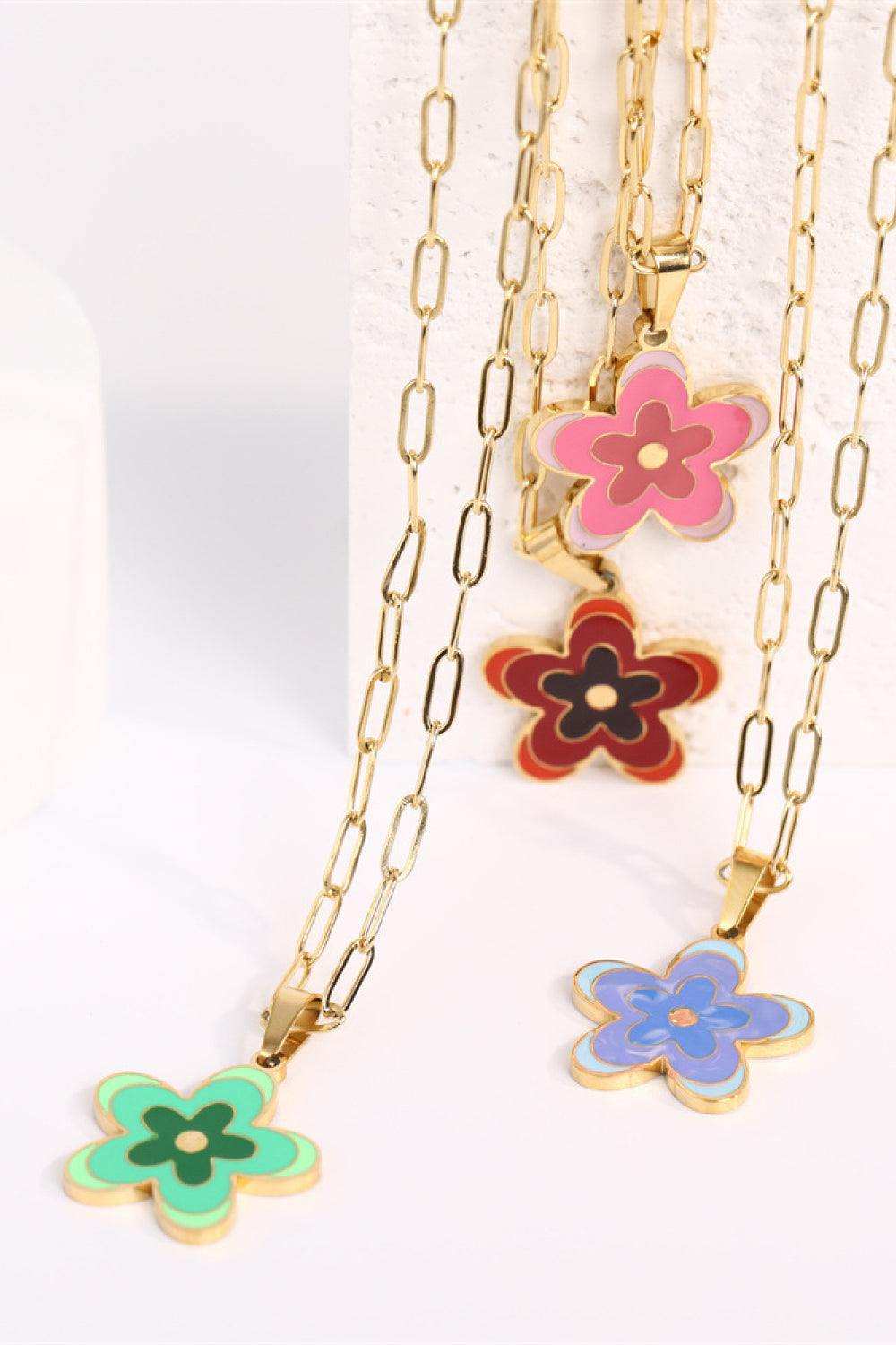 Flower Pendant Stainless Steel Necklace - Trendsi - Flyclothing LLC