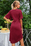 Flare Sleeve Surplice Tulip Hem Dress - Trendsi - Flyclothing LLC