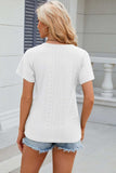Eyelet Surplice Short Sleeve T-Shirt - Trendsi - Flyclothing LLC
