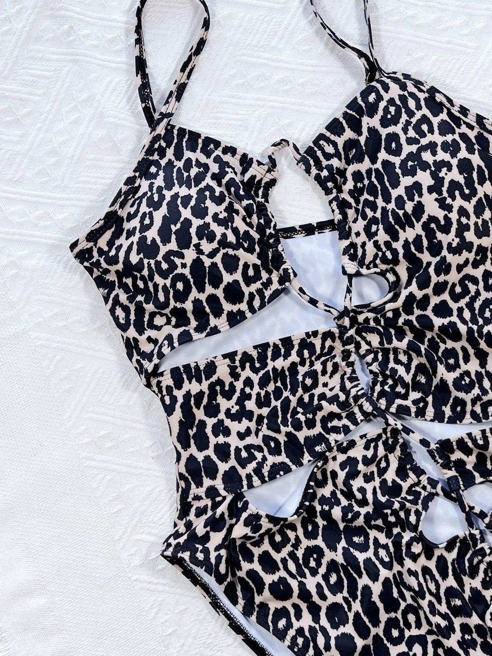 Leopard Cutout Tied One-Piece Swimsuit - Trendsi - Flyclothing LLC