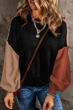 Contrast Round Neck Dropped Shoulder Sweater - Trendsi - Flyclothing LLC