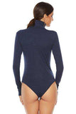 Ribbed Turtleneck Long Sleeve Bodysuit - Trendsi - Flyclothing LLC