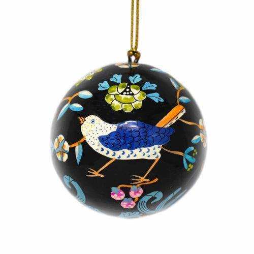 Handpainted Ornament Birds and Flowers, Black - Pack of 3 - Asha Handicrafts - Flyclothing LLC