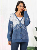 Snowflake Button Down Cardigan - Trendsi - Flyclothing LLC
