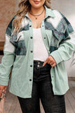 Plus Size Plaid Snap Down Jacket with Pockets - Trendsi - Flyclothing LLC