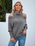 Off Shoulder Turtleneck Batwing Sleeve Sweater - Trendsi - Flyclothing LLC