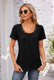 Decorative Button Scoop Neck T-Shirt - Trendsi - Flyclothing LLC