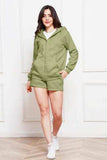 Zip Up Drawstring Hoodie and Shorts Set - Trendsi - Flyclothing LLC