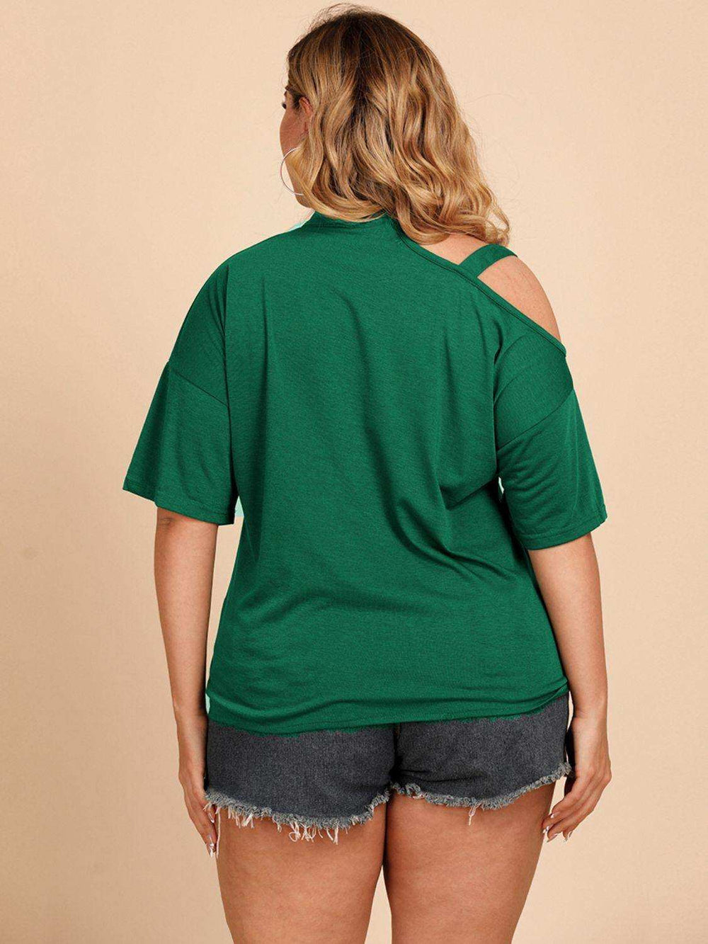 Plus Size Tied Cold-Shoulder Tee Shirt - Trendsi - Flyclothing LLC