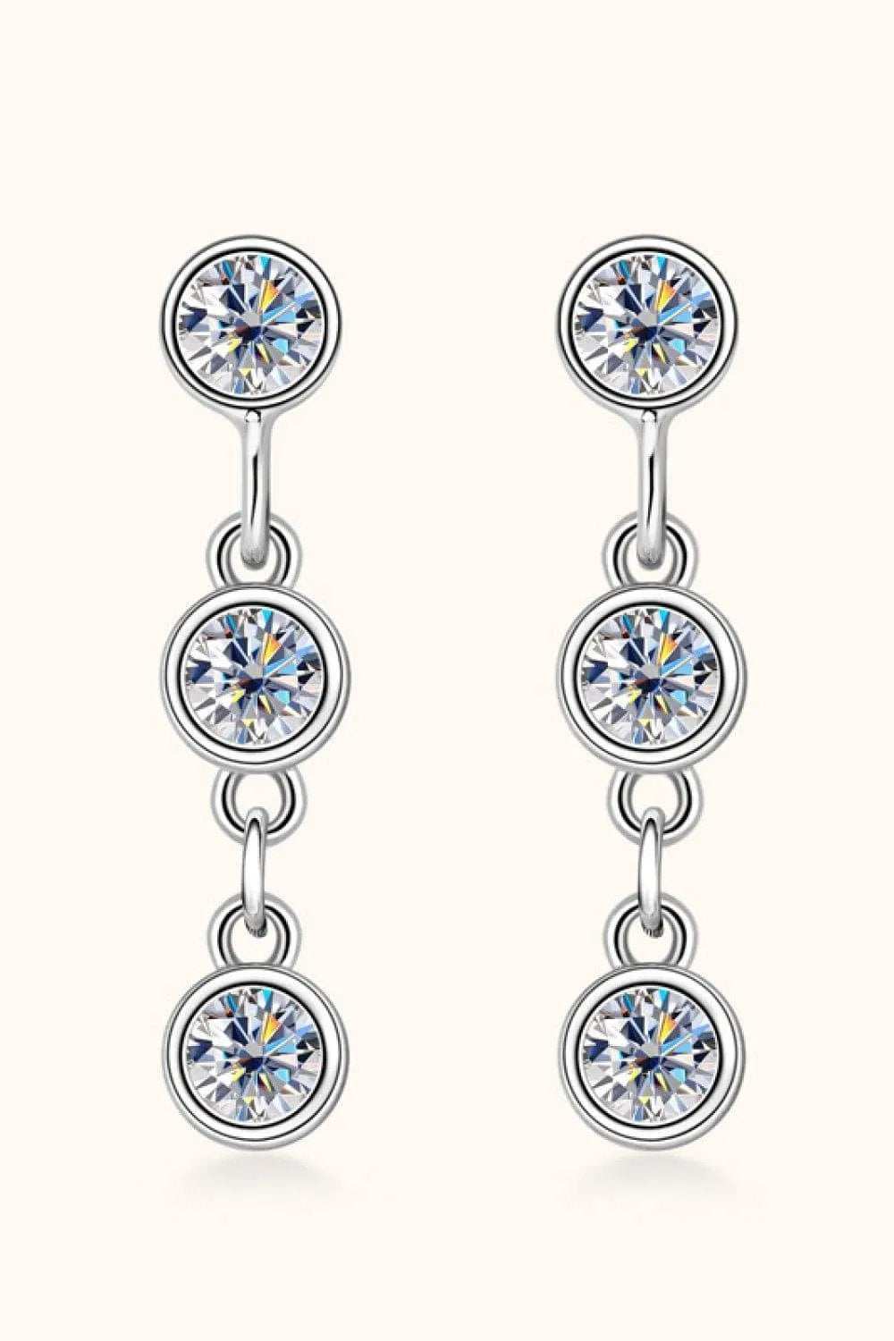 Moissanite 925 Sterling Silver Drop Earrings - Trendsi - Flyclothing LLC