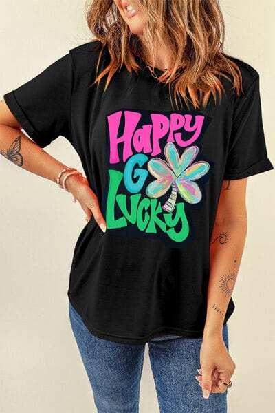 Letter Graphic Round Neck T-Shirt - Trendsi - Flyclothing LLC