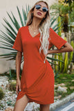 Twisted V-Neck Short Sleeve Dress - Trendsi - Flyclothing LLC