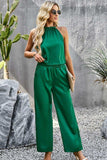 Grecian Neck Sleeveless Pocketed Top and Pants Set - Trendsi - Flyclothing LLC