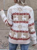 Reindeer & Snowflake Round Neck Sweater - Trendsi - Flyclothing LLC