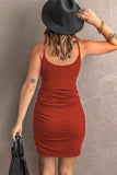Spaghetti StrapRuched Mini Dress - Trendsi - Flyclothing LLC