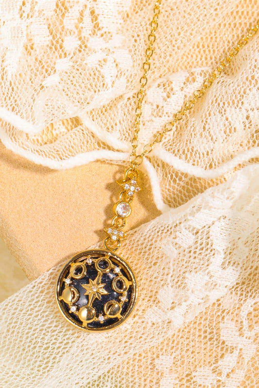 Vintage Blue Sandstone Pendant Copper Necklace - Trendsi - Flyclothing LLC