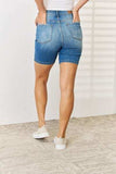Judy Blue Full Size Tummy Control Double Button Bermuda Denim Shorts - Trendsi - Flyclothing LLC