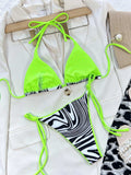 Zebra Print Halter Neck Bikini Set - Trendsi - Flyclothing LLC