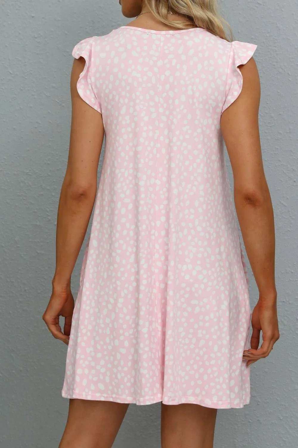 Butterfly Sleeve Round Neck Dress - Trendsi - Flyclothing LLC