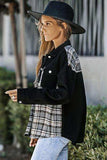 Plaid Pocketed Button Up Denim Jacket - Trendsi - Flyclothing LLC