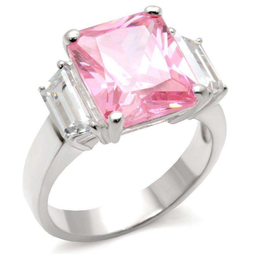 Alamode High-Polished 925 Sterling Silver Ring with AAA Grade CZ in Rose - Alamode - Flyclothing LLC