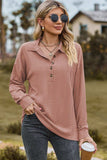 Half Button Dropped Shoulder Blouse - Trendsi - Flyclothing LLC