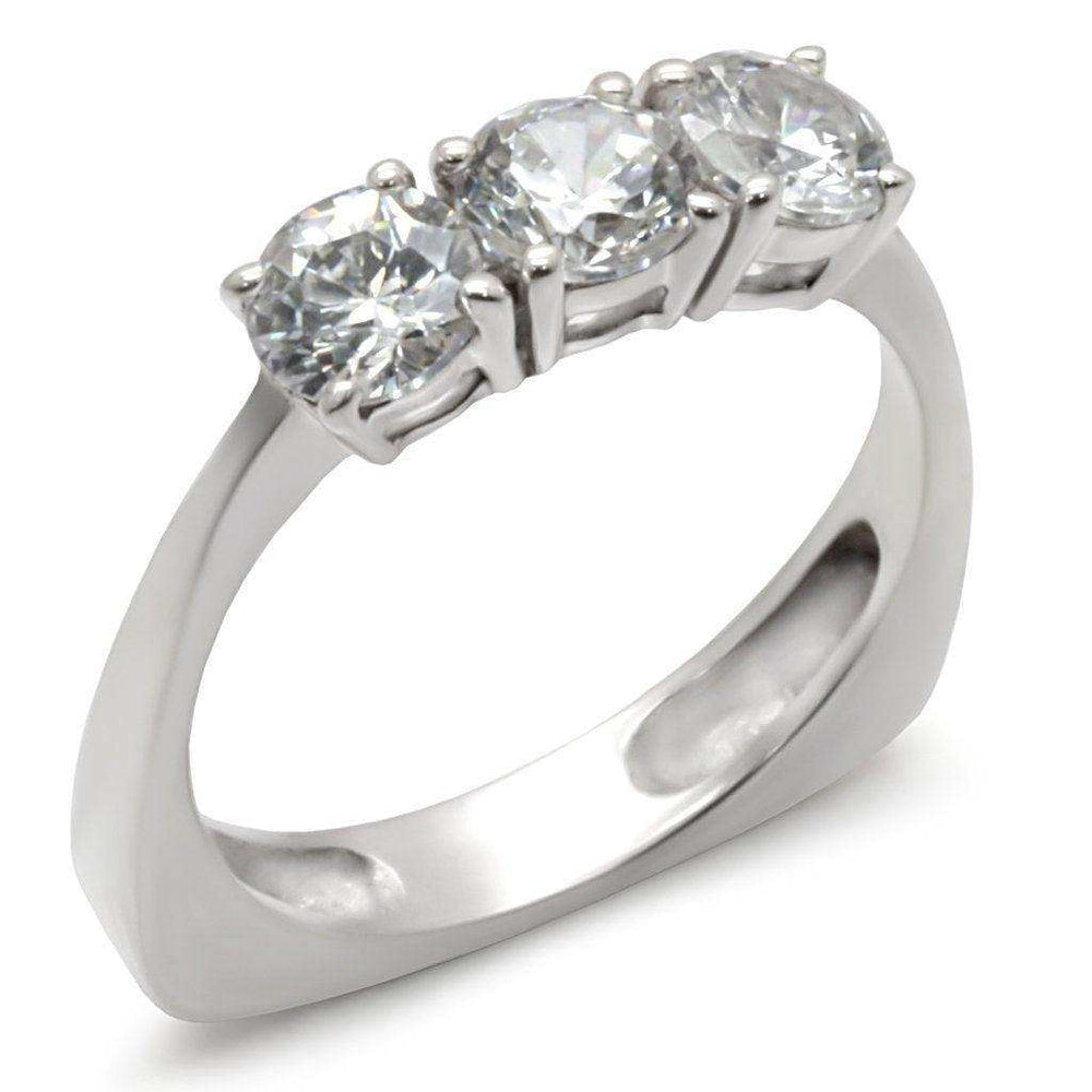 Alamode High-Polished 925 Sterling Silver Ring with AAA Grade CZ in Clear - Alamode - Flyclothing LLC