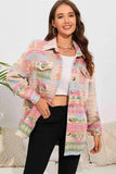 Geometric Button Down Collared Jacket - Trendsi - Flyclothing LLC