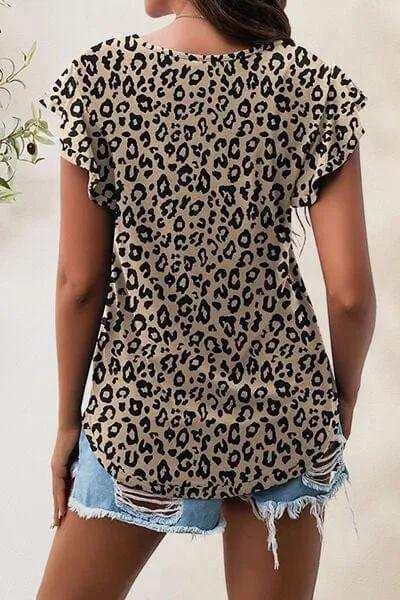 Printed Round Neck Short Sleeve T-Shirt - Trendsi - Flyclothing LLC