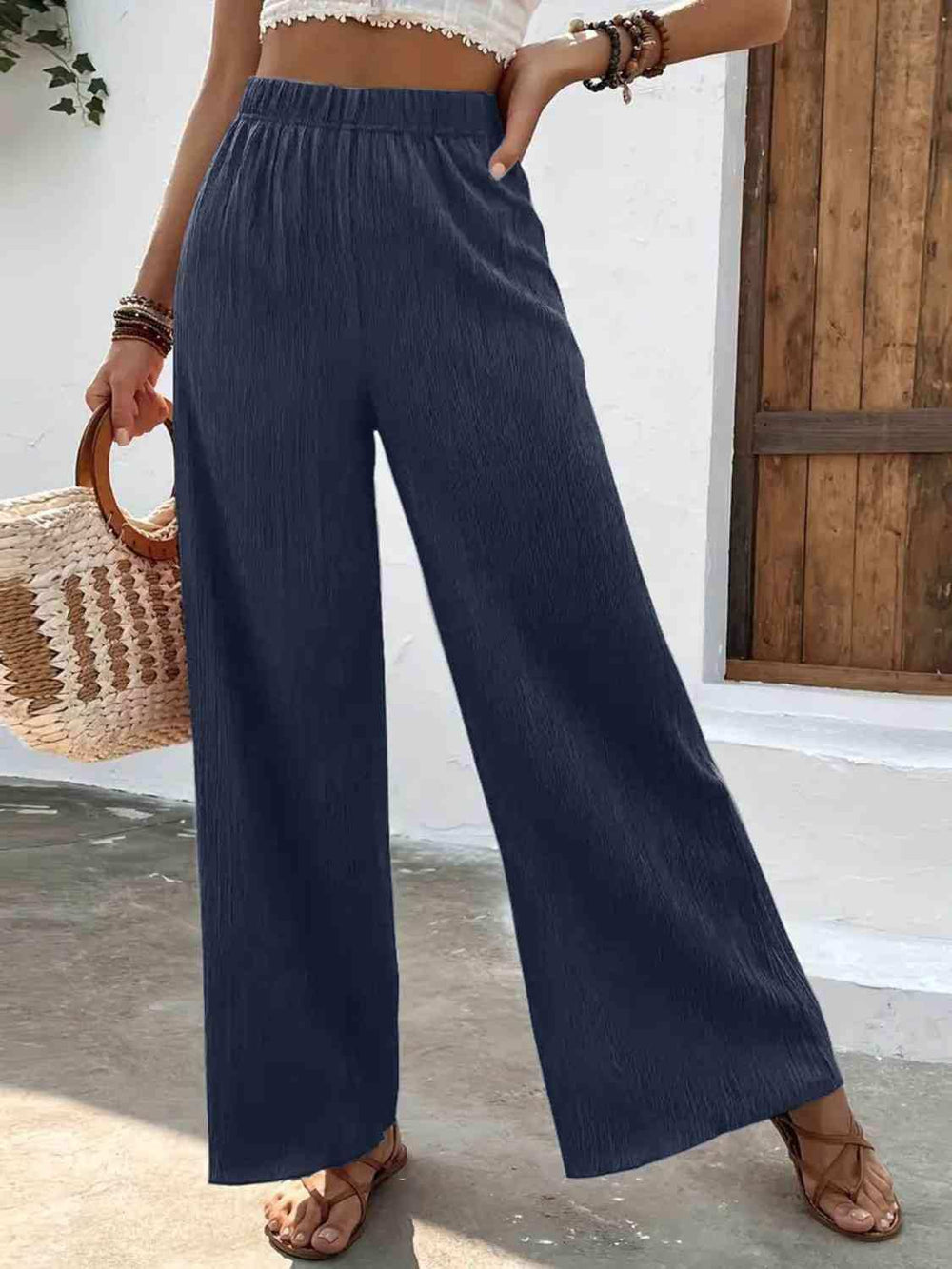 Full Size High Waist Wide Leg Pants - Trendsi - Flyclothing LLC