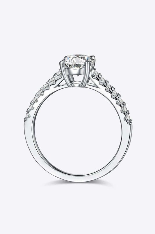 1 Carat Moissanite 925 Sterling Silver Side Stone Ring - Trendsi - Flyclothing LLC
