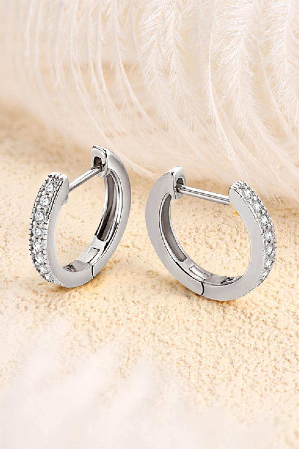 Inlaid Moissanite Hoop Earrings - Trendsi - Flyclothing LLC