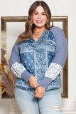 Plus Size V-Neck Printed Raglan Sleeve Blouse - Trendsi - Flyclothing LLC