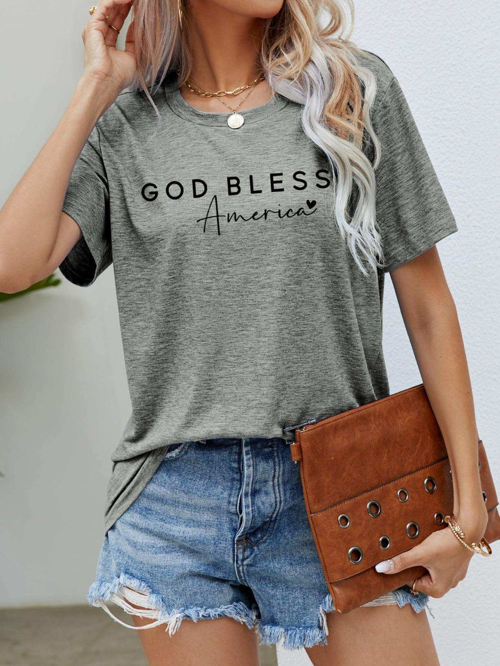 GOD BLESS AMERICA Graphic Short Sleeve Tee - Trendsi - Flyclothing LLC