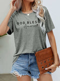 GOD BLESS AMERICA Graphic Short Sleeve Tee - Trendsi - Flyclothing LLC