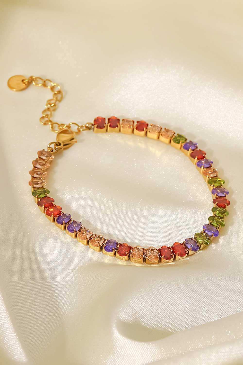 18K Gold Plated Multicolored Zircon Bracelet - Trendsi - Flyclothing LLC