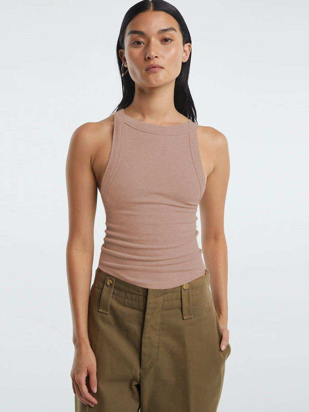 Halter Neck Ribbed Cropped Top - Trendsi - Flyclothing LLC
